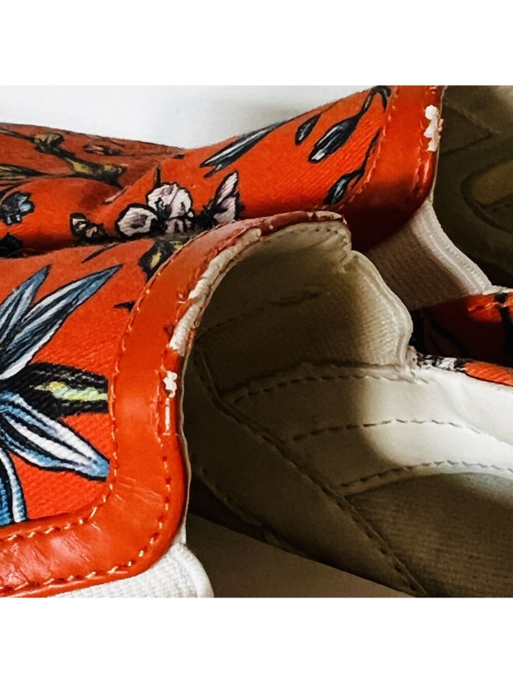 Sam Edelman Pixie Orange Floral Slip-On Sneakers Spring Summer Boho Chic Sz 8.5 - Picture 4 of 8